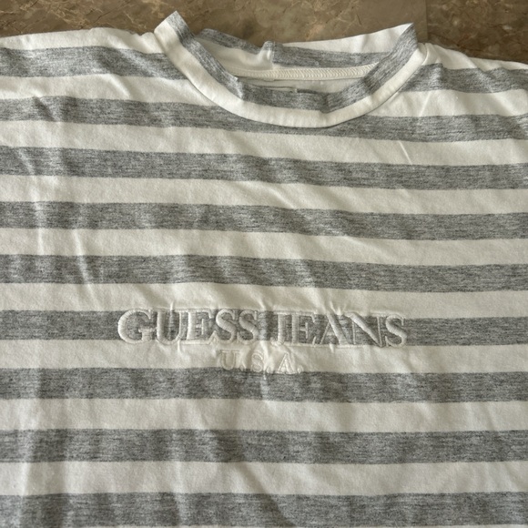 Vintage 90s Guess Jeans USA Striped Tee Shirt Mens S 22x27 - Picture 2 of 7